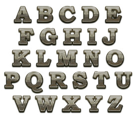 Set of silver isolated alphabet letters. Silver metallic letter. Alphabetical isolated font. Foil...