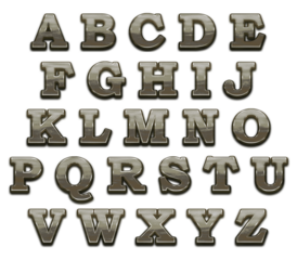 Set of silver isolated alphabet letters. Silver metallic letter. Alphabetical isolated font. Foil symbol.