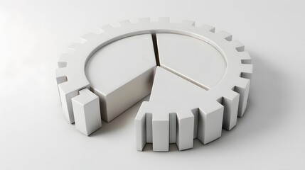 business pie chart cogwheel 3d illustration profit growth setting configuration connection, white background --ar 16:9 --v 6