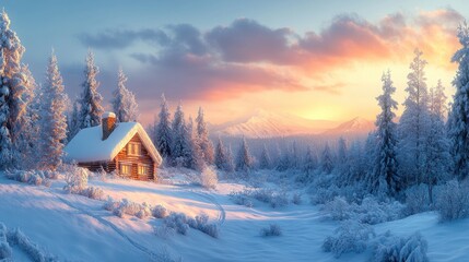 Fototapeta premium Winter Wonderland Cabin
