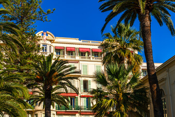 Facade of a house in Menton, Alpes Maritimes, Provence, France