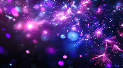 Obraz premium Vibrant purple and pink sparkling fireworks in a starry night sky celebrating merry christmas and happy new year ai