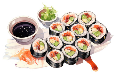 PNG Sushi plate food rice.