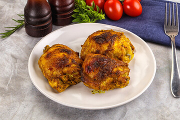Roasted chicken thighs  with spices