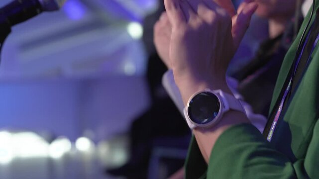 Sign language interpreters at work