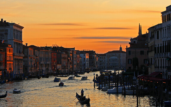 sunset in venetia italy
