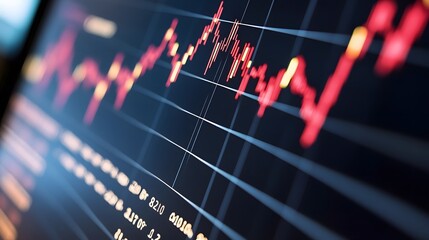 Fototapeta premium Close-up of a Stock Market Chart Display on a Computer Screen