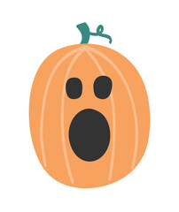 Cute spooky pumpkin lantern. Clipart. Halloween design. Vector illustration