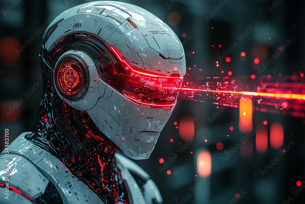 Poster An AI system detecting and neutralizing a cyberattack in real-time, symbolizing the use of advanced technology in cybersecurity. Concept of AI in cybersecurity.