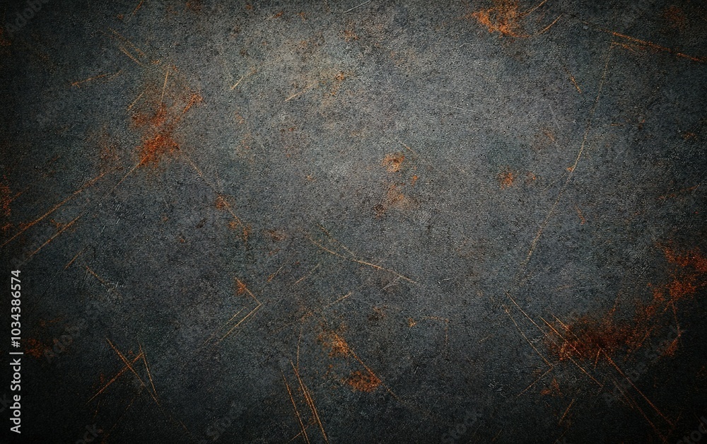 Poster textured dark gray background with subtle rust and scratches adding depth and character to the surfa