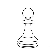Minimalistic continuous line pattern in the shape of a chess piece a pawn, simple and elegant design