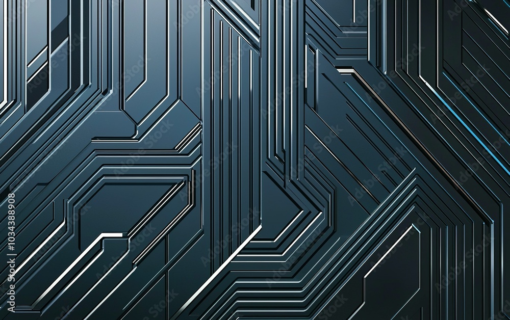 Poster abstract dark circuit board design with intricate lines and patterns showcasing modern technology an