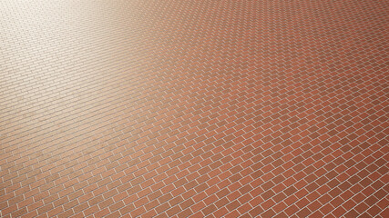 Concept or conceptual vintage or grungy brown background of brick texture floor as a retro pattern layout. A 3d illustration for construction, architecture, urban and interior design