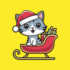 christmas cat vector illustration