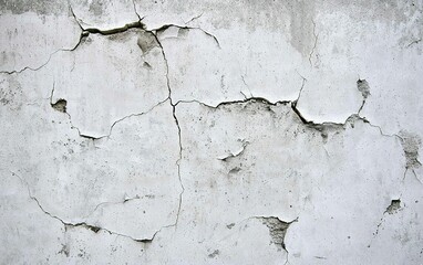 Obraz premium Cracked concrete wall displaying signs of aging and wear in an urban setting under natural light