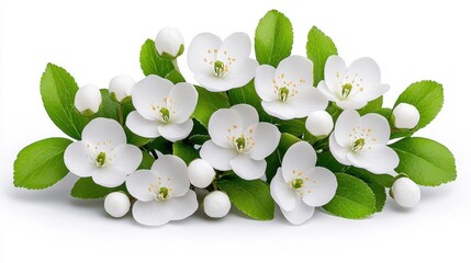 A photostock images of small white flowers blooming in the sunlight, isolated on white background, High Quality