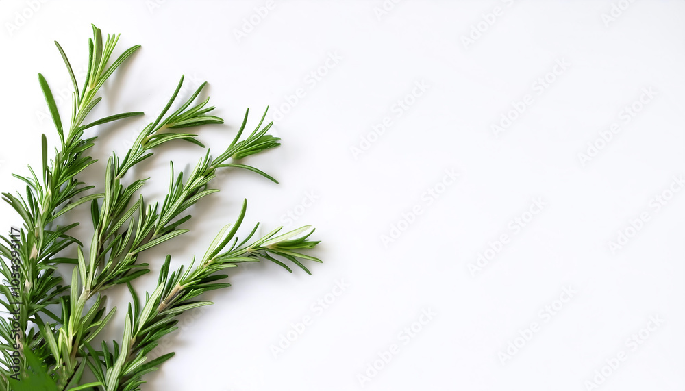 Wall mural Rosemary pattern with side position provides copy space for text. background concept isolated white