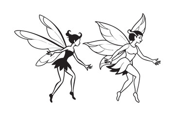 Fairy Flight Silhouette Vector Illustration, Fairy Flight Silhouette 