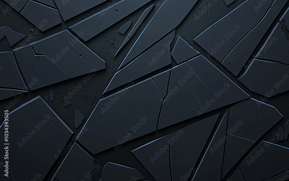 Poster dark abstract texture of broken pieces creating a geometric pattern on a rough surface