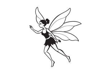 Fairy Flight Silhouette Vector Illustration, Fairy Flight Silhouette 