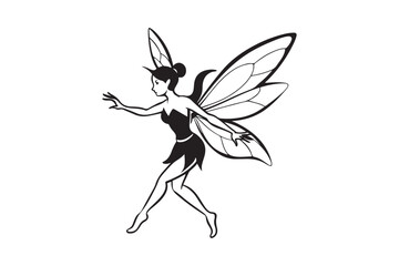 Fairy Flight Silhouette Vector Illustration, Fairy Flight Silhouette 