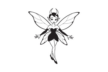 Fairy Flight Silhouette Vector Illustration, Fairy Flight Silhouette 