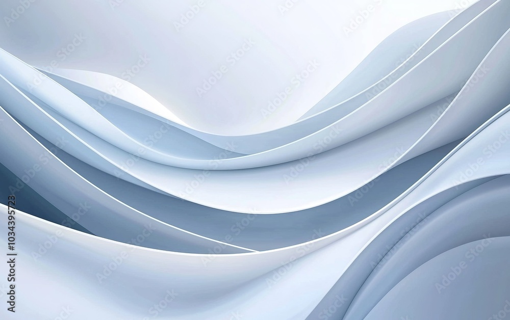 Poster soft blue and white abstract wave patterns create a calming visual effect in a minimalistic design e