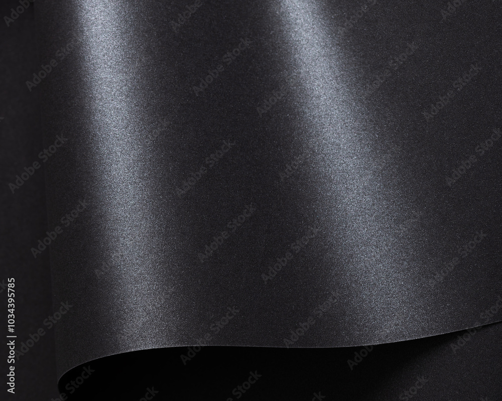 Aufkleber Paper texture background. Premium abstract surface with rich, glossy layers and dark gray, black tones. Elegant, fluid curves with crinkled and twisted design, creating a chic,