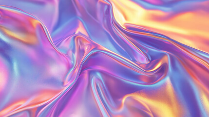 Obraz premium Holographic gradient background with iridescent colors and smooth flowing textures.