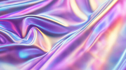 Obraz premium Holographic gradient background with iridescent colors and smooth flowing textures.