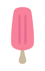 Tasty ice cream flat cartoon isolated icon on white background. Vector illustration. Sweet sticker for street food, confectionery, bar, restaurants, snacks.