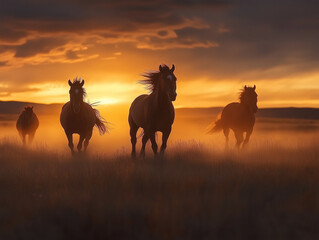 Obraz premium horse on sunset