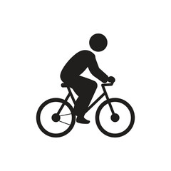 Person Riding Bicycle Silhouette, Flat Cycle Icon.