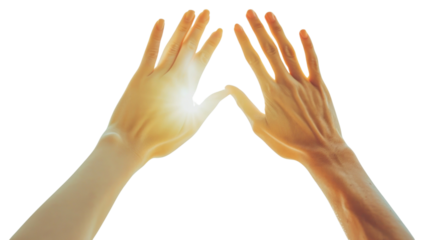 PNG Creative people hands high five gesturing touching finger.