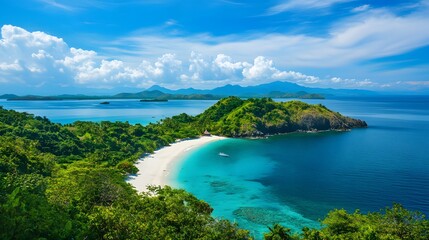 Fototapeta premium an Island lanscape with blue sea