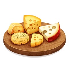 Variety of Cheese on Wooden Platter: Gourmet Selection Highlighting Texture and Color