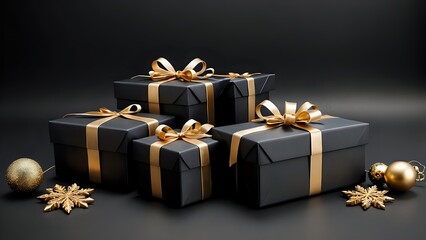 Fototapeta premium Regali di Natale con sfondo nero 