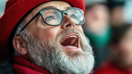 Family singing carols by the fireplace, capturing the nostalgic and joyful traditions of the holiday season