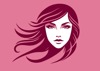 Purposeful and assertive woman. Silhouette illustration of portrait