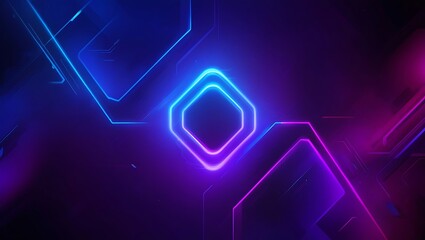 Fototapeta premium Blue and neon abstract gaming background. Generative Ai.