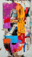 Fototapeta premium Bold, abstract typography art with layered textures and vibrant colors