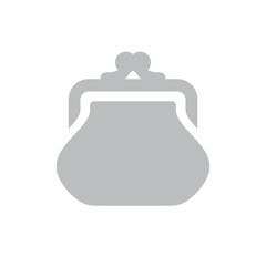 Old wallet icon. Attribute of money or wealth. Women's wallet. Sign of payment, purchase or cost. Pictogram of price, amount or savings. Symbol of history, rarity or finance.