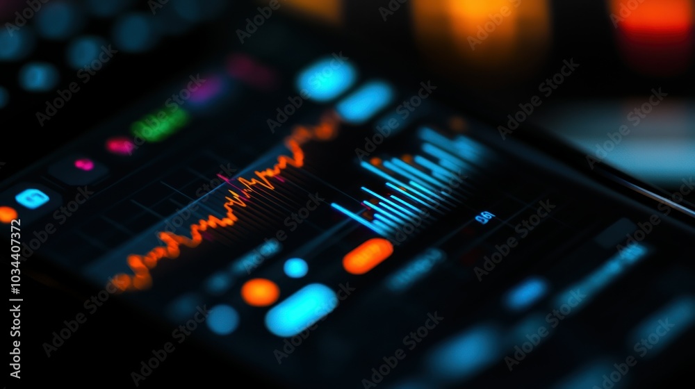Poster Close-up of a Phone Screen Displaying Audio Waveforms