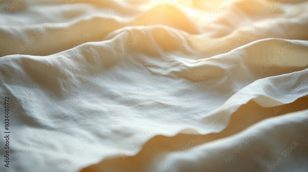 Leinwandbilder the delicate texture of softly draped fabric is highlighted by warm sunlight streaming in, creating 