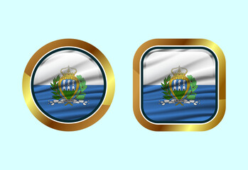 Glossy flag button of San Marino, High quality web button design