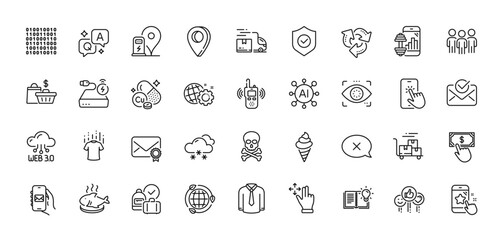 Reject, Product knowledge and Eco energy line icons pack. AI, Question and Answer, Map pin icons. Payment click, Star rating, Copper mineral web icon. Vector