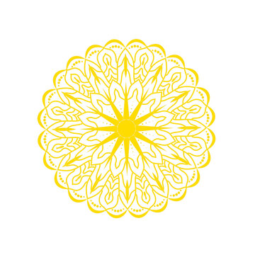 yellow mandala flower isolated on white