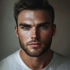 Obraz premium a man with a beard and a white shirt