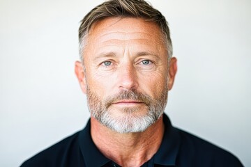 Obraz premium Serious man with ginger hair and beard is posing for a portrait