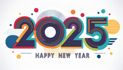 Obraz premium 2025 happy new year modern graphic design with colorful lines pattern